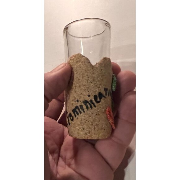 Dominican Republic Souvenir Shot Glass With Textured Sand & Palm Tree Design 3" - Picture 2 of 6